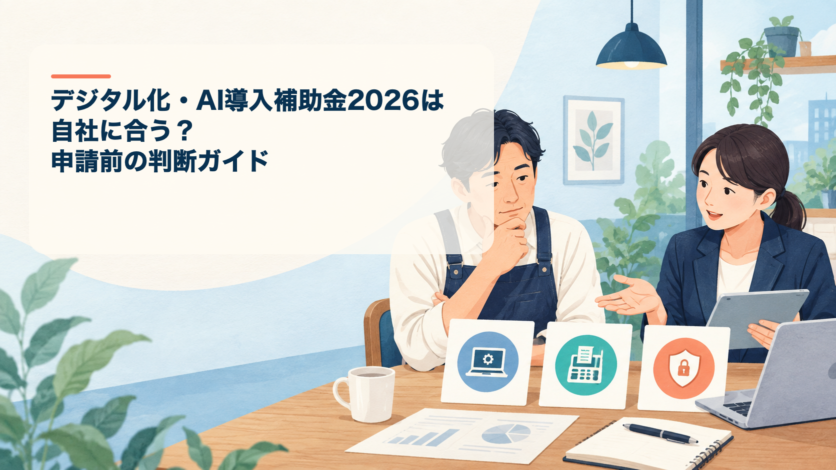 ITツールを比較する中小企業の経営者とデジタル化・AI導入補助金2026の記事タイトル
